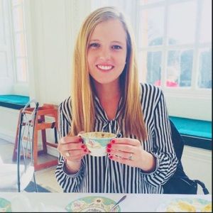 Zara Navy and White striped blouse